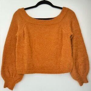Charlotte Russe Burnt Orange Golden Comfy Warm Fuzy Cropped Sweater Size Small